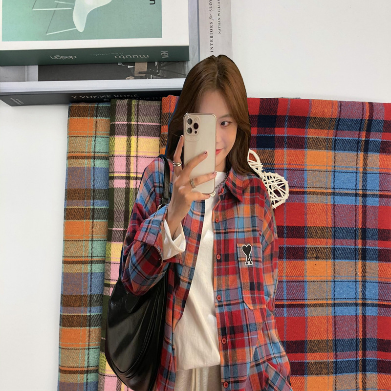 21S色织斜纹磨毛格子男女装衬衫布ins复古风格纹连衣裙法兰绒格子