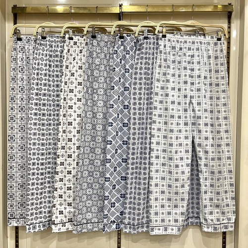 Men's Summer Pure Cotton Thin Long Pants Loose Casual Outerwear Home Pants with Double Pockets