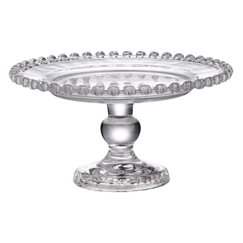 Plato de cristal para frutas con diseño de corazón de melocotón y base alta, 32 cm, cubierta de cristal antipolvo, cuenco de cristal con lunares, plato ovalado de cristal para frutas