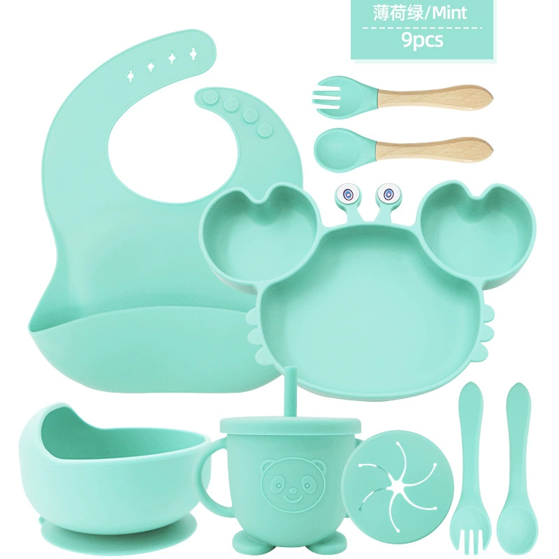 Children's silicone tableware, set, cartoon food silicone, dinner plate