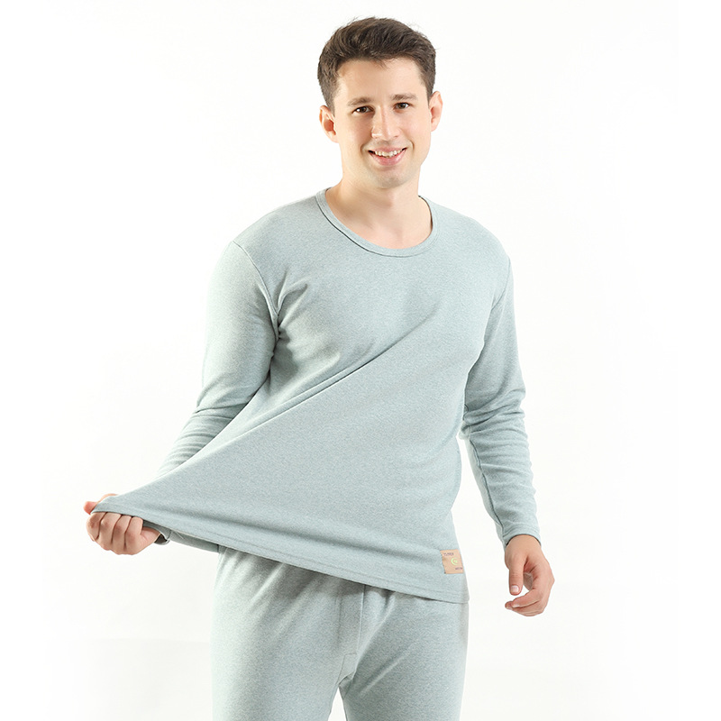 Men's Autumn and Winter Extra Large Size Loose Thickened Elastic Anti-bacterial Silk Wool Thermal Underwear Long-sleeved Trousers Suit