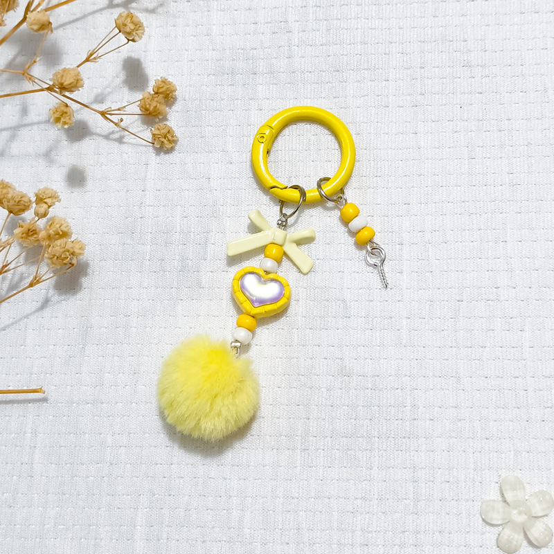 Alloy Pom-Pom Bead Pendant DIY Phone Chain Blind Box Cute Charm Keychain Bag Decoration DIY Car Keychain