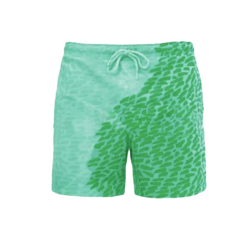 2021现货跨境新款夏季遇水变色沙滩裤男大码温度花纹变色短裤男
