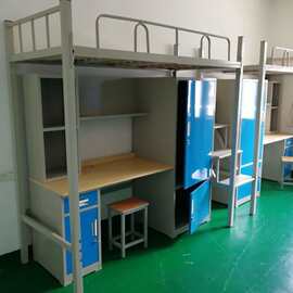 宁波厂家钢制学校工地床双层床带书桌衣柜上床下桌高低铁床公寓床