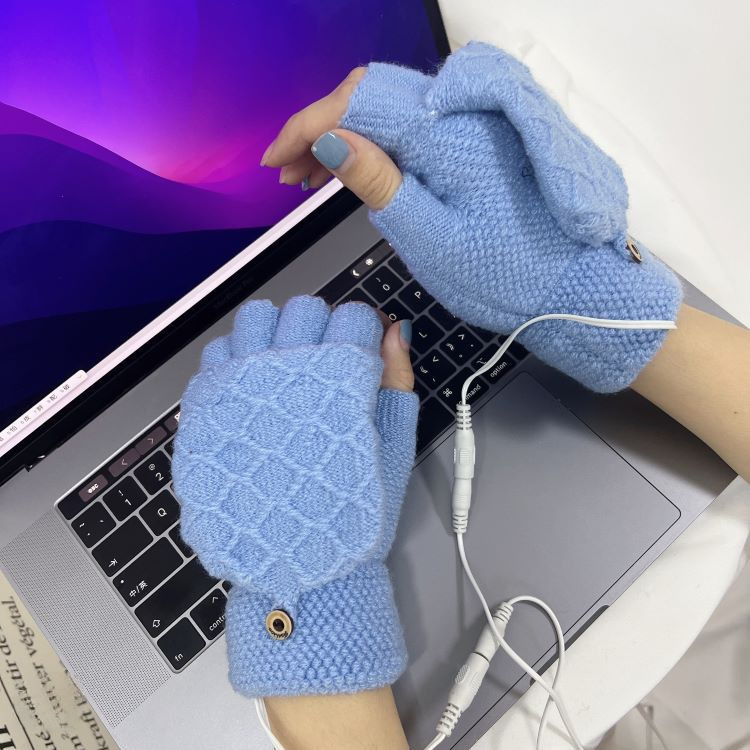 Gants chauffants électriques USB demi-doigts chauffage électrique extérieur intérieur 2 hommes hiver chaud source d'approvisionnement transfrontalière_voghion.com