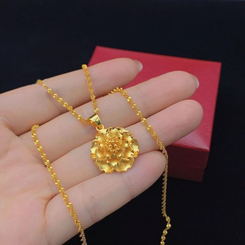 生放送供給、大量の既製の金色の牡丹の花のネックレス、ファッショナブルで多用途、クラシックで雰囲気のあるギフト、女性向けの見栄えの良いトレンド|undefined
