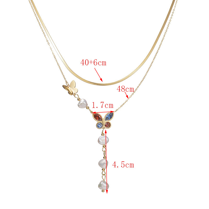 10g Weight Stainless Steel Titanium Steel Sweet Butterfly Plating Pendant Necklace