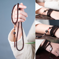 岱之檀 印度小葉紫檀木質手鍊 108顆鑲銀佛珠 同心同德男女款手串