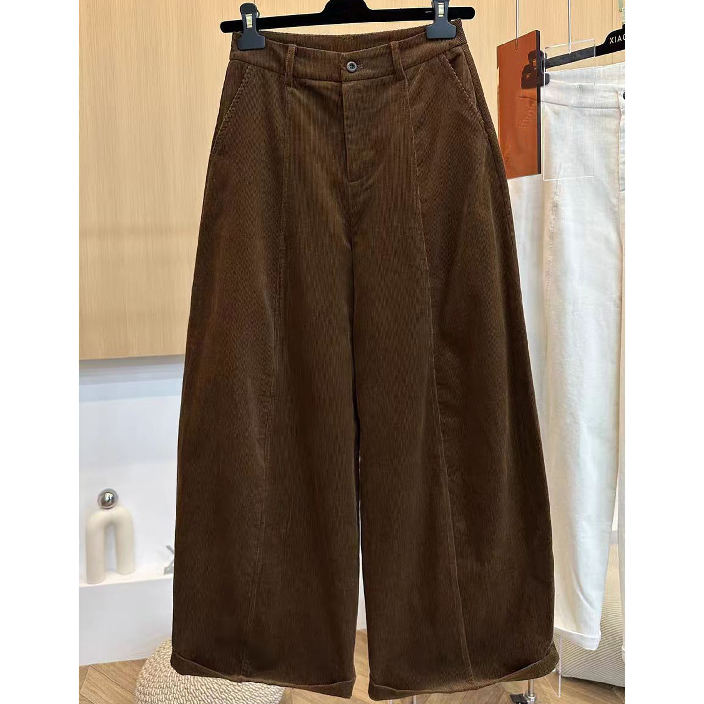 Shenzhen Nanyou 2025 Early Autumn New Fashion Retro Corduroy High-Waisted Slim Loose Casual Wide-Leg Pants for Women