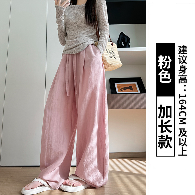 女性のためのオールインクルーシブエッジテンセルリネンシミターパンツ夏の新しいルーズスリムワイドレッグパンツハイウエストレイジースタイルカジュアルパンツ|undefined