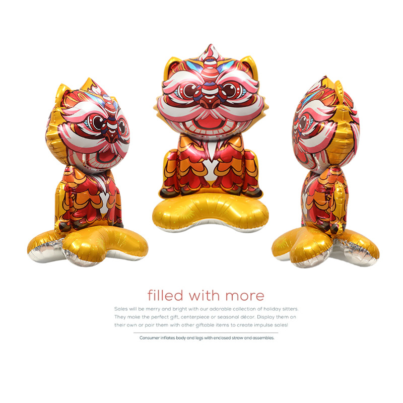 Día de Año Nuevo Festival de Primavera Decoración Accesorios fotográficos globo 4D tridimensional de pie súper grande Dios de la riqueza León globo de dibujos animados