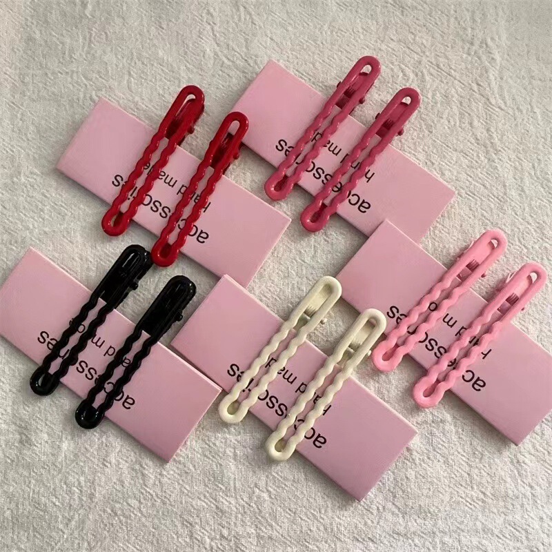 Milk fufu candy color seamless hairpin duck beak broken hair side thin wave DIY bottom clip bangs broken hairpin 