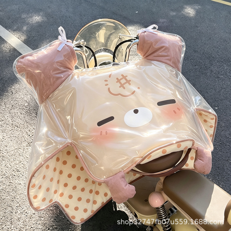 Cute cartoon electric scooter wind shield, winter fleece-lined, thickened, waterproof, and windproof cover, transparent PVC, for electric motorcycles Cute cartoon electric scooter wind shield, winter fleece-lined, thickened, waterproof, and windproof cover, transparent PVC, for electric motorcycles