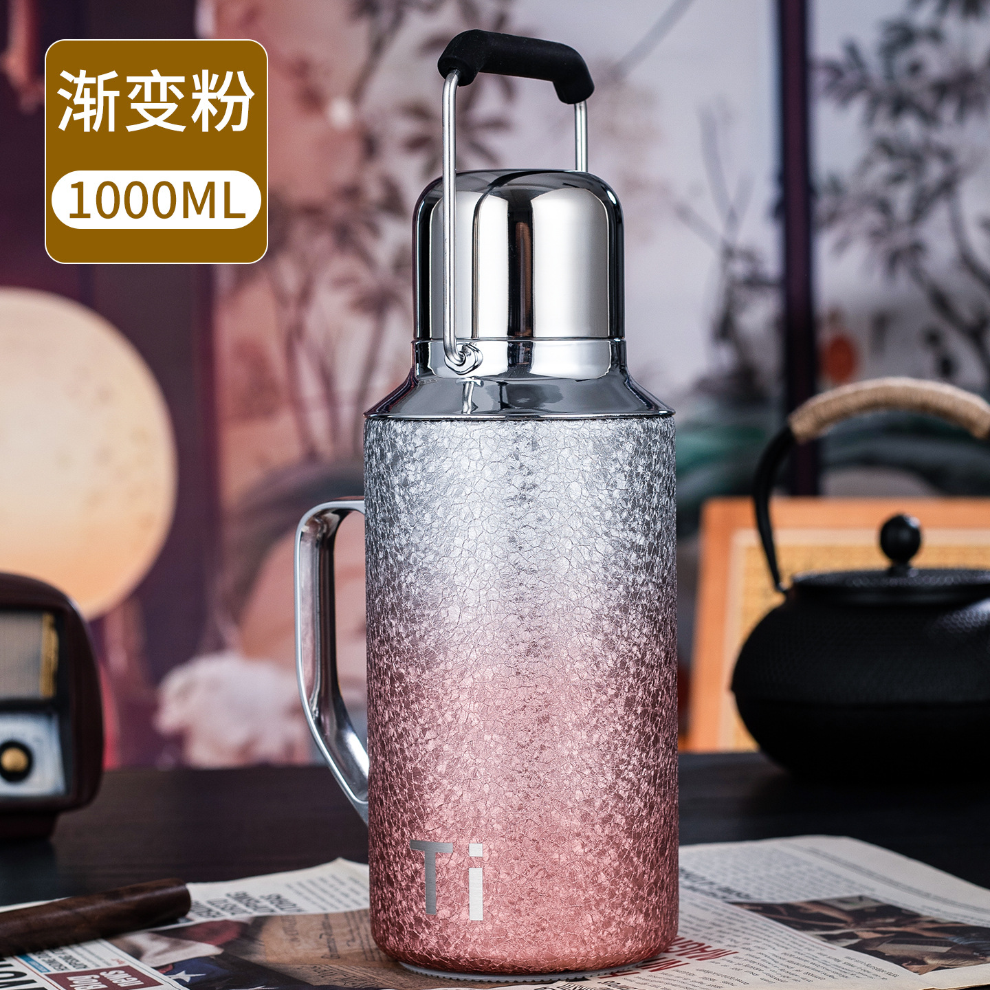 Taza de aislamiento térmico de acero inoxidable de gran capacidad para automóviles de viaje al aire libre Taza de aislamiento térmico portátil para hogares Taza de aislamiento térmico Gradiente de polvo
