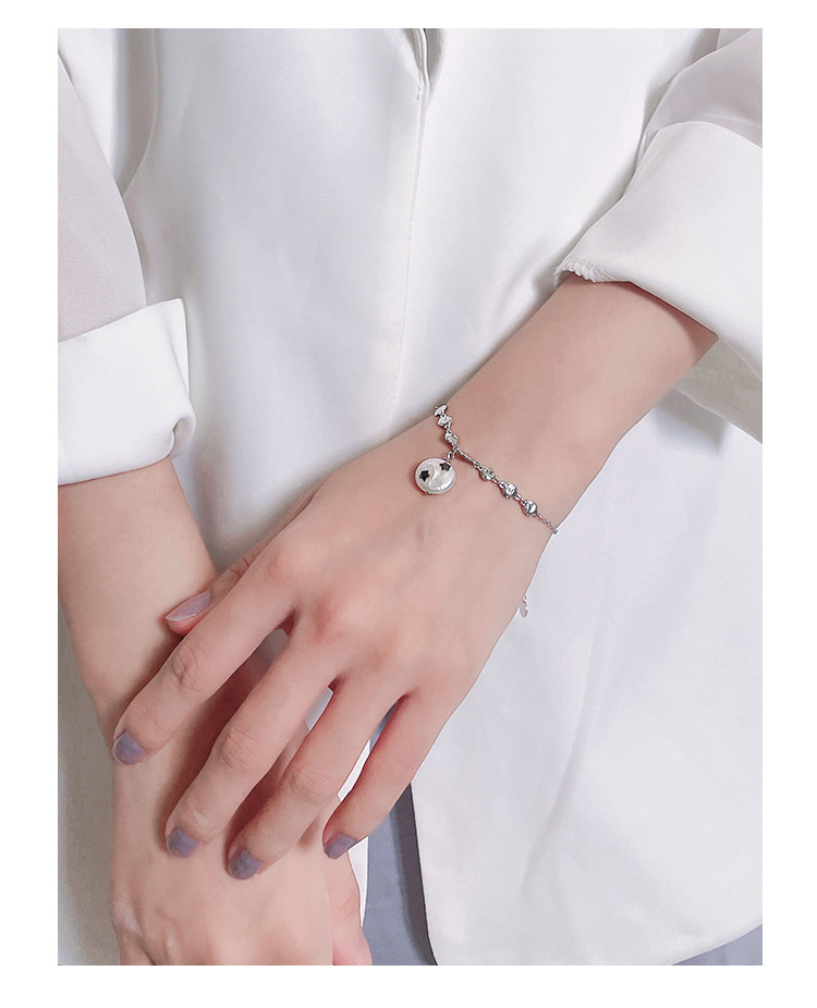 Baroque Button Star S925 Silver Fashion Personality Stitching Round Folds Pearl Bracelet display picture 5