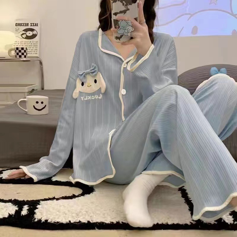 パジャマ女子春秋タイプ2025長袖ネット紅風秋紫大サイズゆるい家庭服セット秋冬|undefined