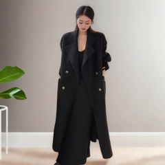 跨境女2025秋冬大衣长款新款韩系高级感气质双面时尚百搭羊绒