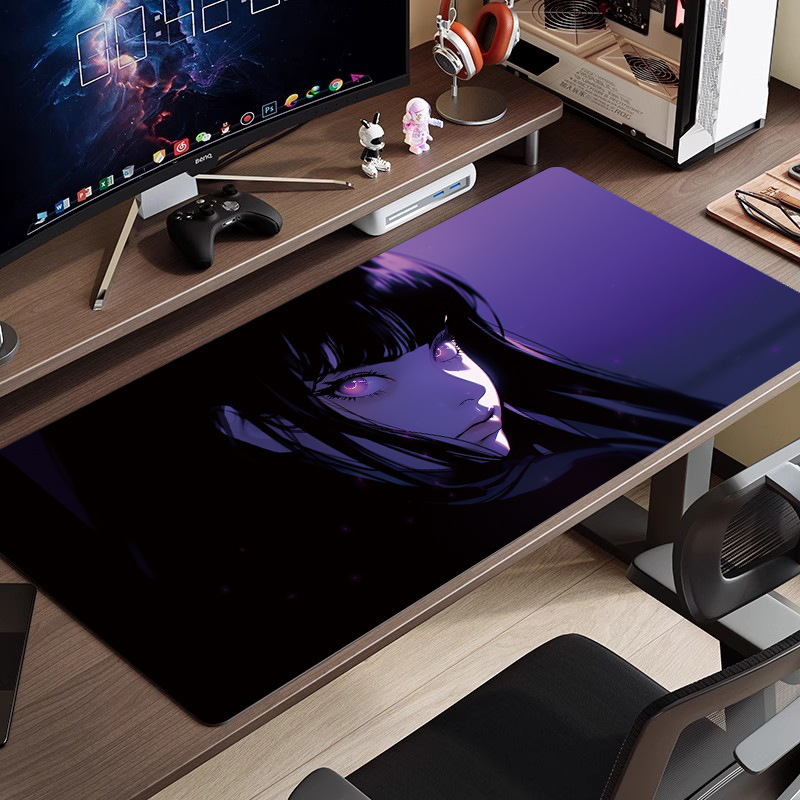 黒と白のアニメマウスパッド特大シンプルな二次元eスポーツボーイズコンピュータデスクパッド大型キーボードパッド|undefined
