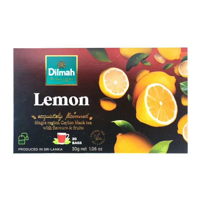 迪尔玛Dilmah茶 柠檬味红茶20小包盒装 斯里兰卡简包水果袋泡茶包
