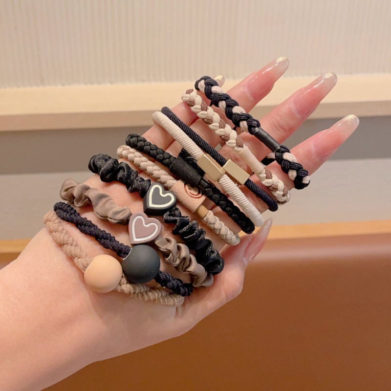 Niños de color café leche de banda de goma de alta elasticidad anillo para el cabello de niñas de cabello de cola de caballo alta no daña el cabello corda de cabello duradera