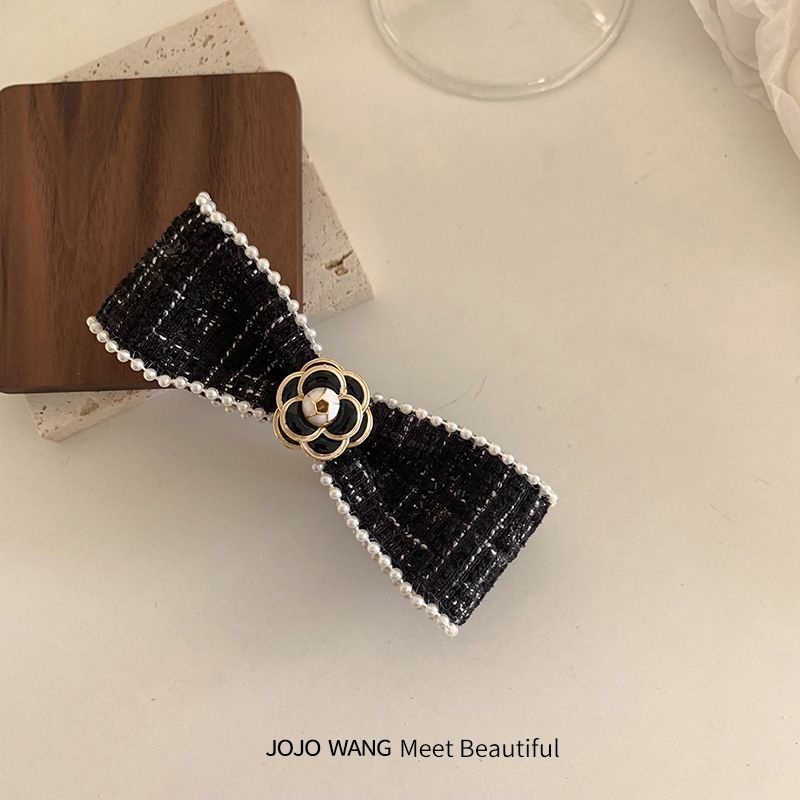 Tweed + Camellia Gentle Chanel-style Clip For Women, Bowknot Accessory, Back-of-the-Head Clip, Hair Ornament_voghion.com