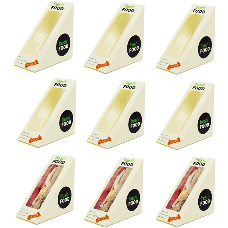 三明治包装盒三文治纸盒三角形透明开窗便当打包盒烘焙包装盒批发