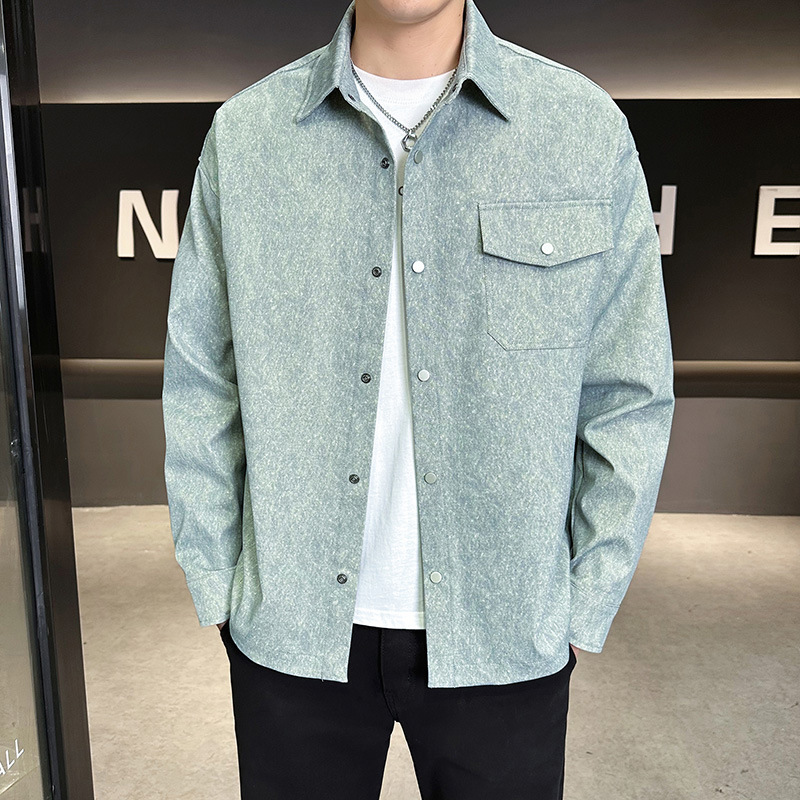 Long-Sleeved Shirt Men's Spring Fashion Brand Men's Casual Workwear Men's Jacket Versatile T-Shirt Jacket Clothes Men's Trendy