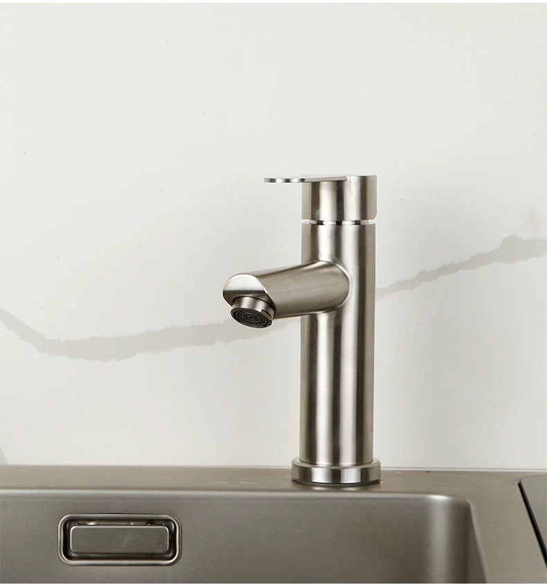 Wholesale 304 stainless steel washbasin faucet, single-hole cold and hot mixed water, bathroom hand washing basin faucet from the manufacturer Specification drawing