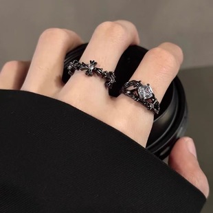 Original Dark Star Moon Ring for Men and Women Niche Design Advanced Sense Couple's Ring Simple Light Luxury Open Ring