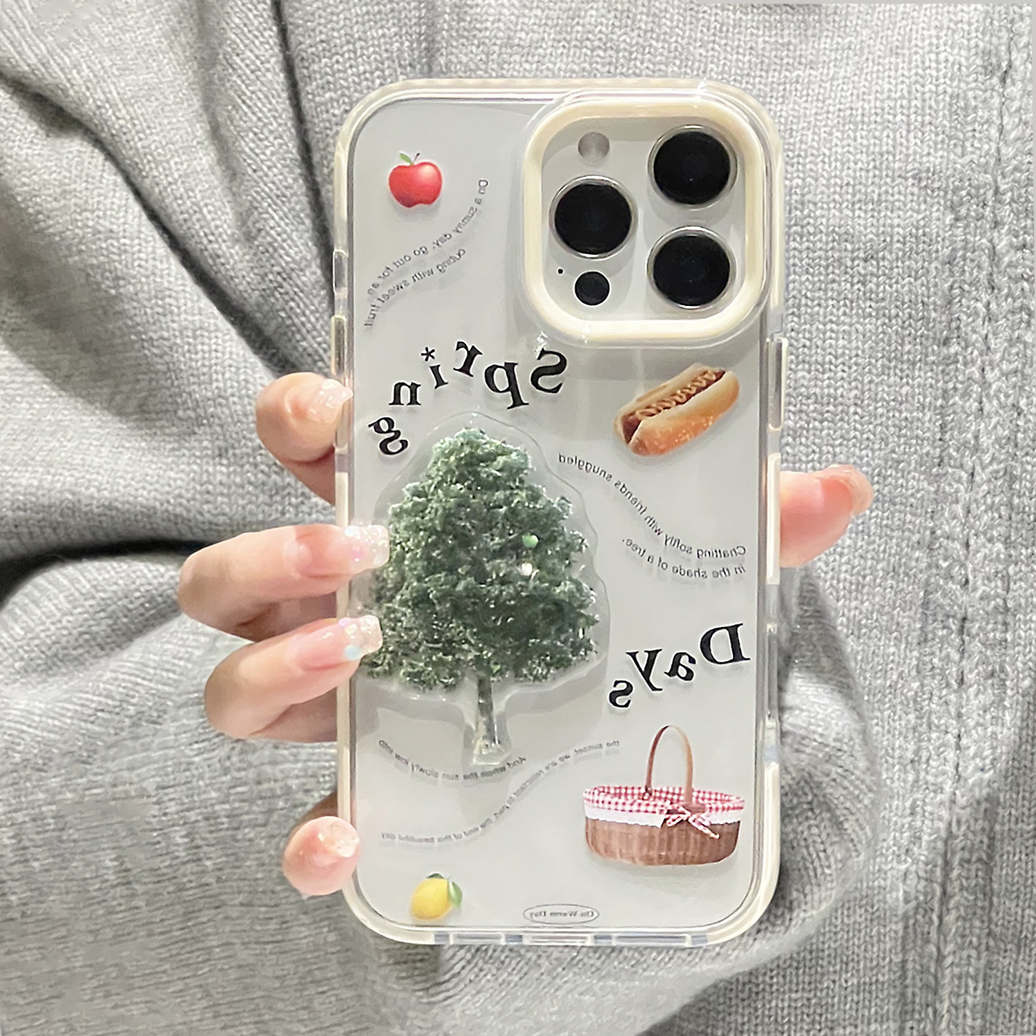 Sencillo arte en inglés parche árbol pequeño para estuche para teléfono móvil 16ProMax iPhone13/14 Apple 15P nuevo