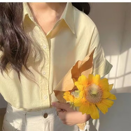Women's Cream Yellow Short-Sleeve Shirt 2025 Summer New Chic French Sweet Style Upgraded Designers' Top