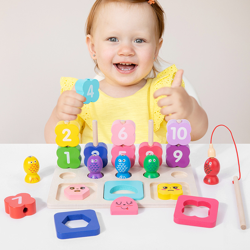 Montessori ayudas didácticas tempranas, geometría de pensamiento para niños, conjunto de bloques de construcción de pilares, juguetes de montaje para bebés de 1-2-3 años