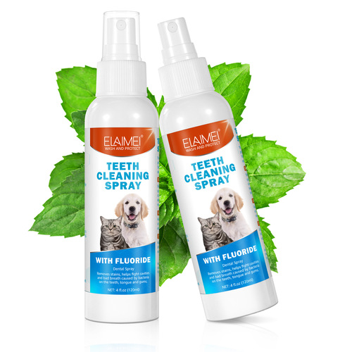 ELAIMEI Pet Oral Spray for Cats and Dogs, Cleans Oral Cavity, Removes Stains, Reduces Bacteria, Effectively Eliminates Bad Breath, 120ml