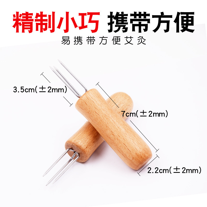 Wooden Moxa Stick Holder Extension Cone Handheld Moxibustion Tool with Ash Scraper for Warming Therapy in use