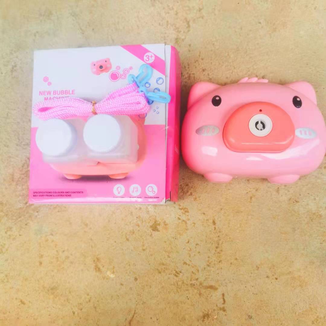 음악이 없는 자동 핑크 돼지 버블 머신