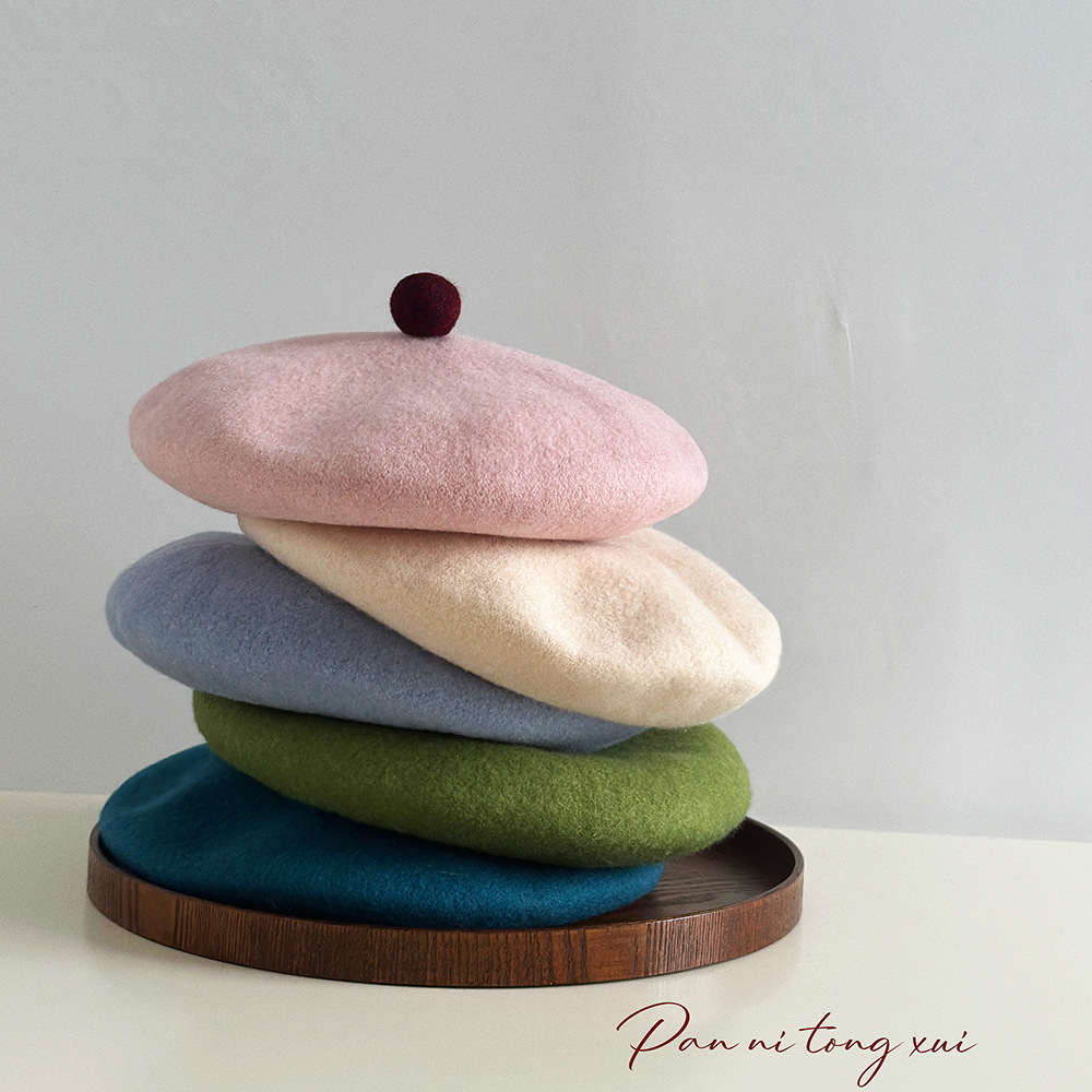 Boina de lana de alta calidad, gorra pintora de lana de feltro, sombrero de invierno, sombrero universal, boina de lana retro de nicho