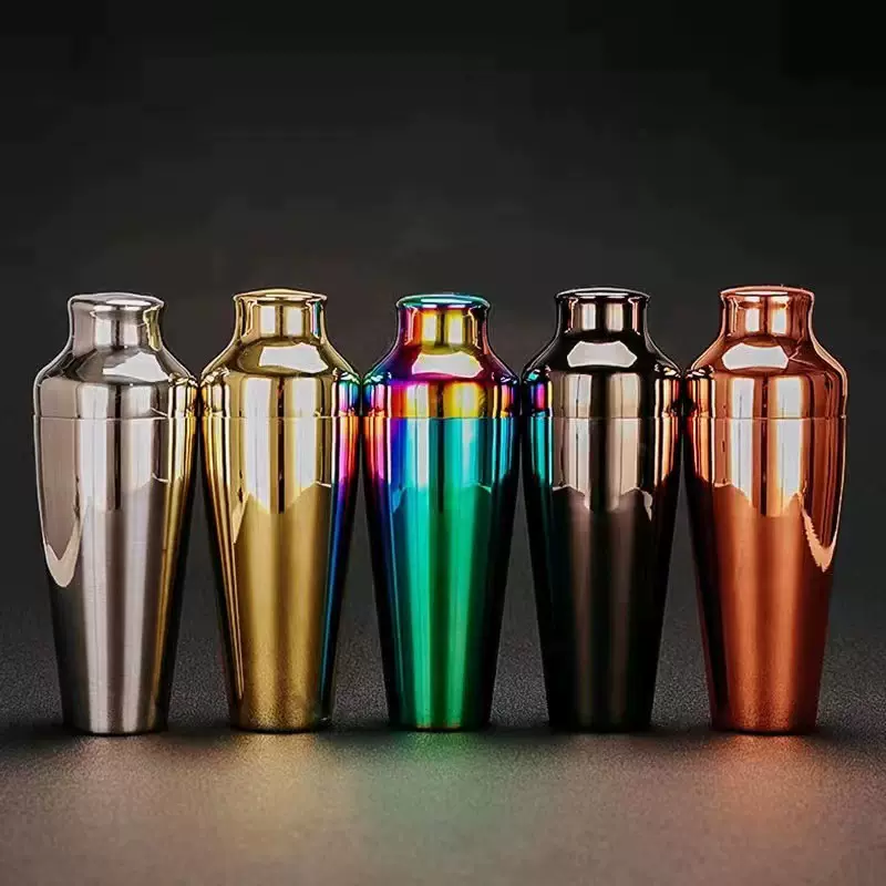 跨境调酒器不锈钢壶600ml波士顿304摇酒杯玫瑰金鸡尾酒杯自制