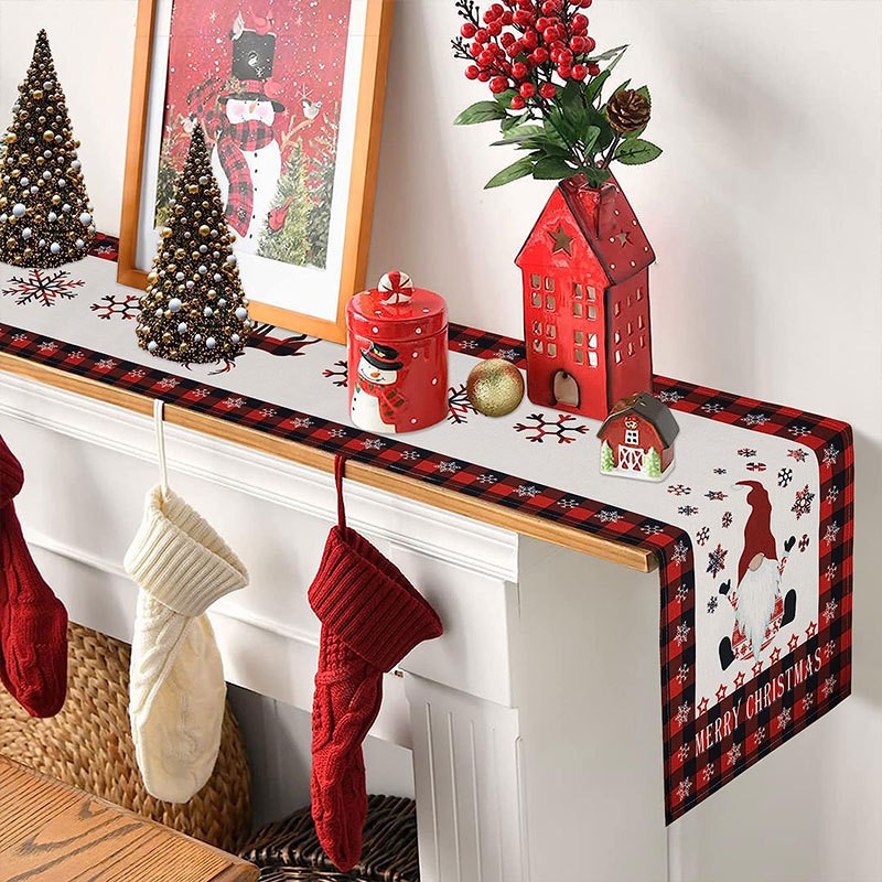 Transfronteriza nuevo corredor de mesa de Navidad decoración de vacaciones mesa de comedor ropa impresa mantel de Navidad atmósfera decoraciones de Navidad