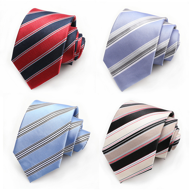Cravate en soie de mûrier pour mariage, cravate rayée formelle pour hommes, pour le travail_voghion.com