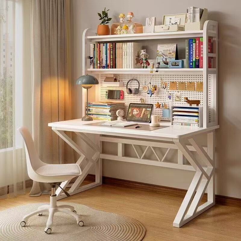 Computer desk for home use, office desk, bedroom student desk with integrated bookshelf and perforated board, simple storage study table Computer desk for home use, office desk, bedroom student desk with integrated bookshelf and perforated board, simple storage study table