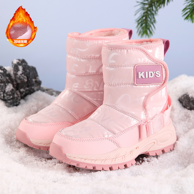 Cross-Border Children's Anti-Ski Boots Autumn and Winter Outdoor Boys and Girls Fleece-Lined Waterproof Thickeneded Warm High-Top Cotton Boots