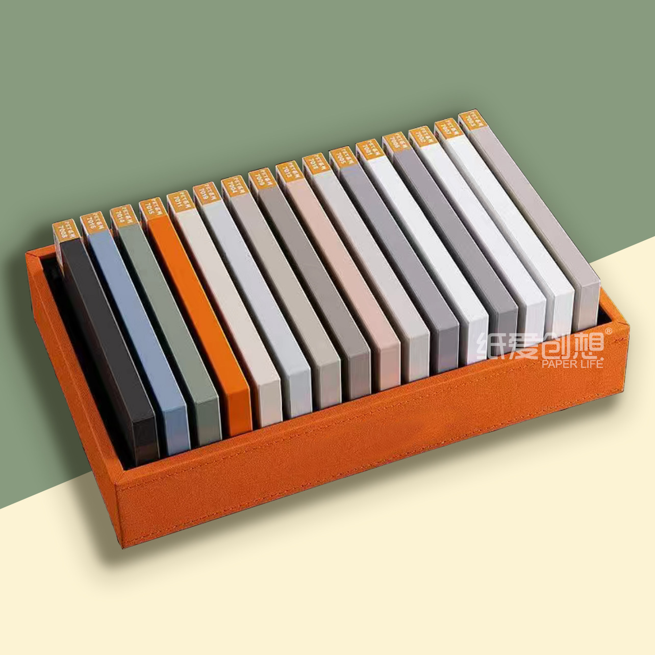 厂家现货皮革色卡托盘 高档皮面木门板材样品展示盒