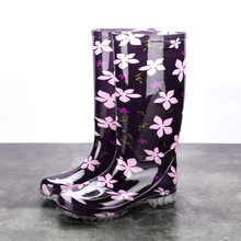 女士花布高筒雨鞋女成人长筒水鞋防滑耐磨PVC雨靴女厂家跨境批发
