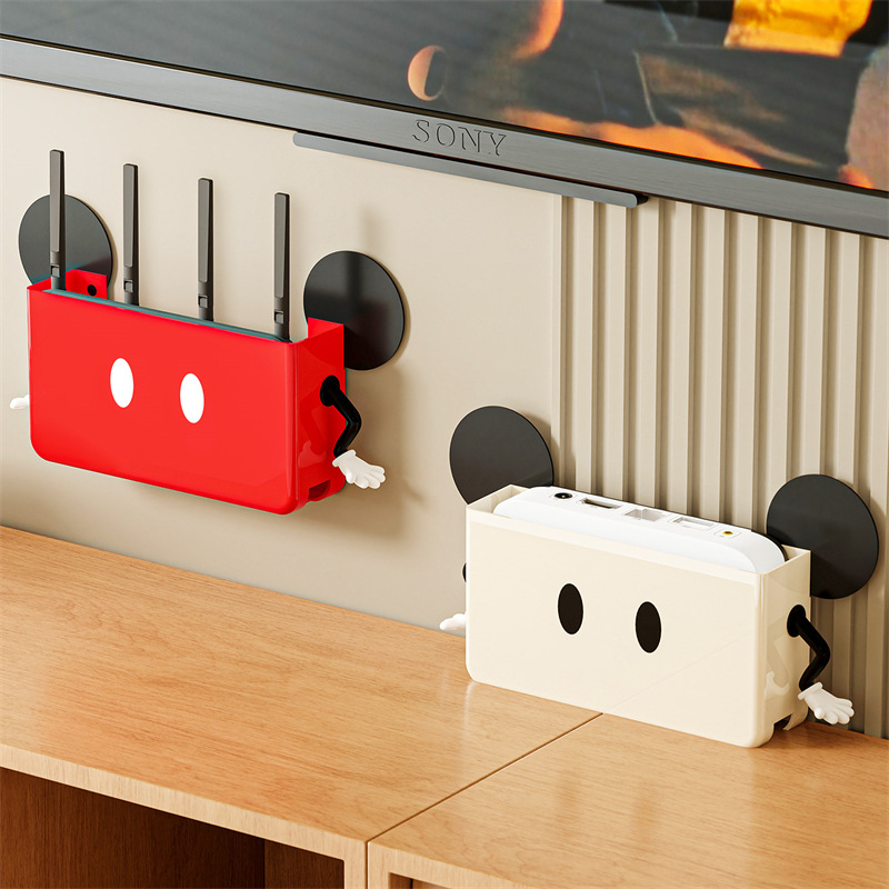 Mickey Router Storage Box Wireless Set-Top Box Router Storage Rack Home Living Room Socket Wire Organizer