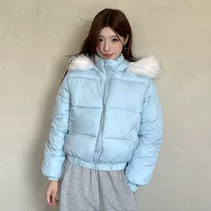 2025 Winter New Style Women's Down Jacket with Fur Collar and Hood, Korean Fashion Short Loose Cotton Coat