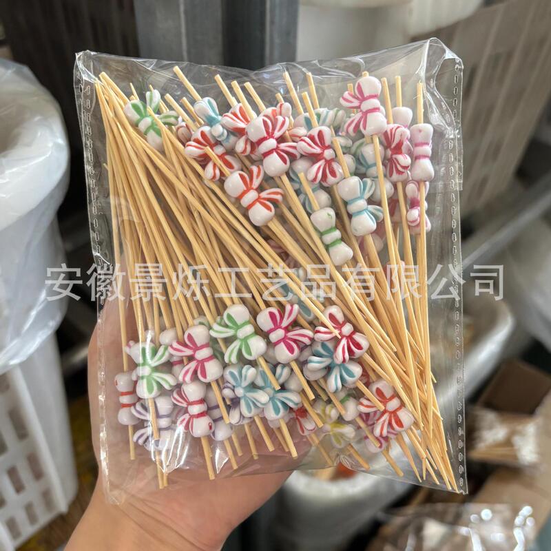 国境を越えた新製品装飾竹串かわいいアニメ果物使い捨て装飾棒ハンバーガー串カクテル串竹串|undefined
