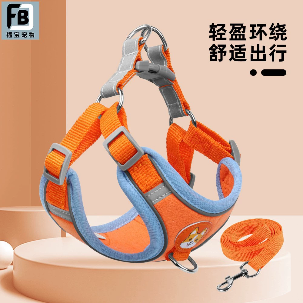 Жилет с нагрудным ремнем для домашних животных Светоотражающая Тяговая веревка для собак Дышащая тяга для кошек Товары для домашних животных оптом