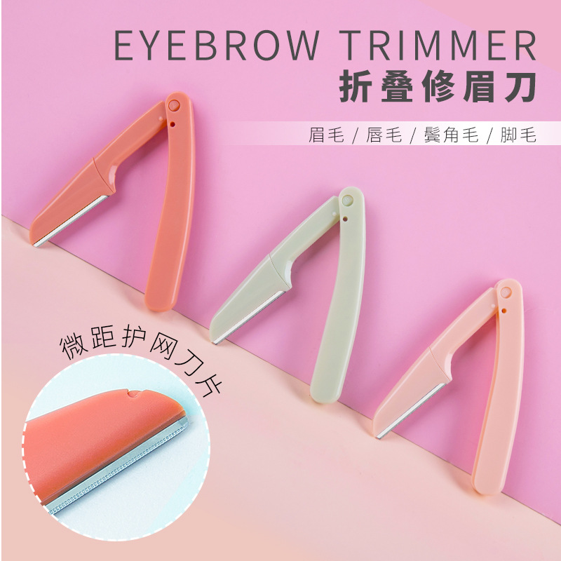 Stainless Steel Eyebrow Trimmer Foldable Eyebrow Razor Beginner Scissors Shaving Blade Eyebrow Trimming Tools