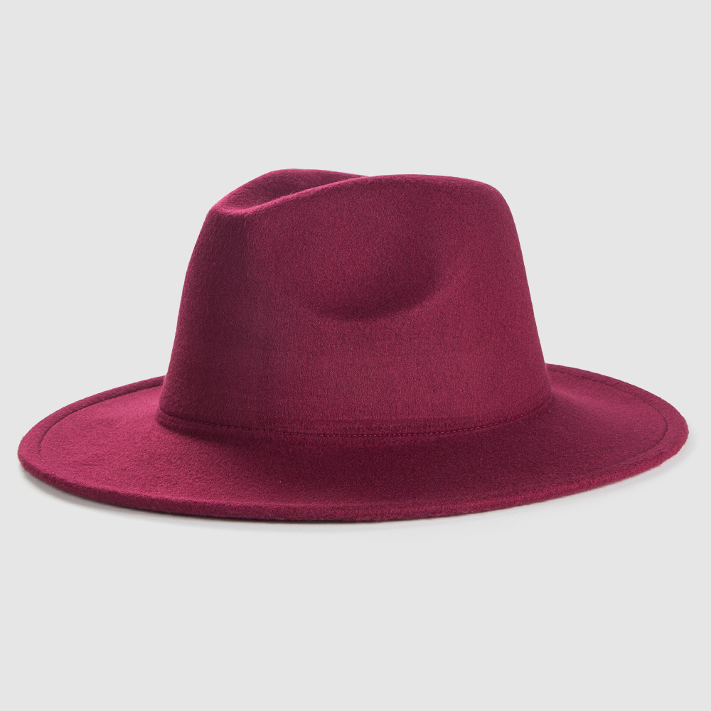 Exclusif Pour Croix-frontière Britannique Rétro Chapeaux De Laine Chapeau Hommes Et Femmes Monochrome Lumière Conseil Feutre Cap Simple Big Brim Fedora Chapeau Marée display picture 6