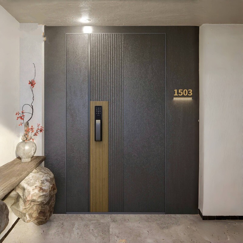 Exquisitely carved cast aluminum smart entrance door, one door with a unique design, one door reaching the ceiling, apartment entrance door, double-leaf door, villa entrance door